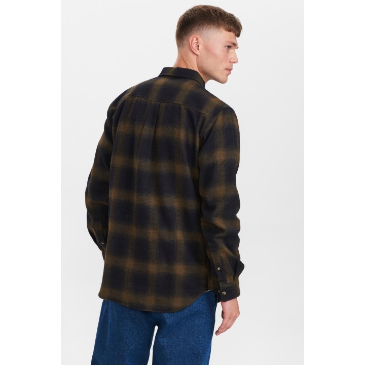 Anerkjendt Akkonard Brushed Ckeck Shirt in Caviar - 900319