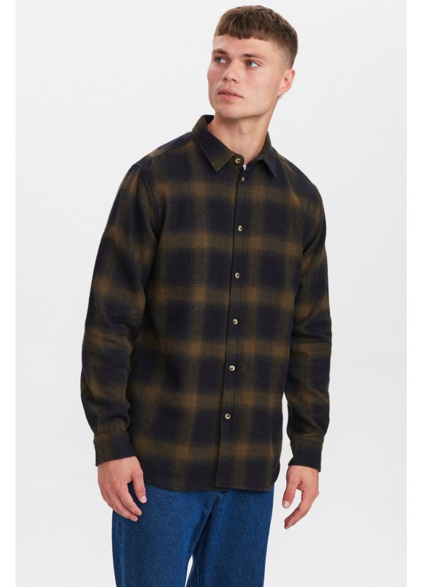 Anerkjendt Akkonard Brushed Ckeck Shirt in Caviar - 900319