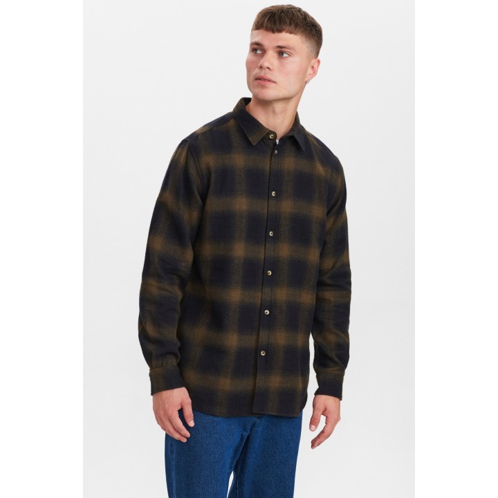 Anerkjendt Akkonard Brushed Ckeck Shirt in Caviar - 900319