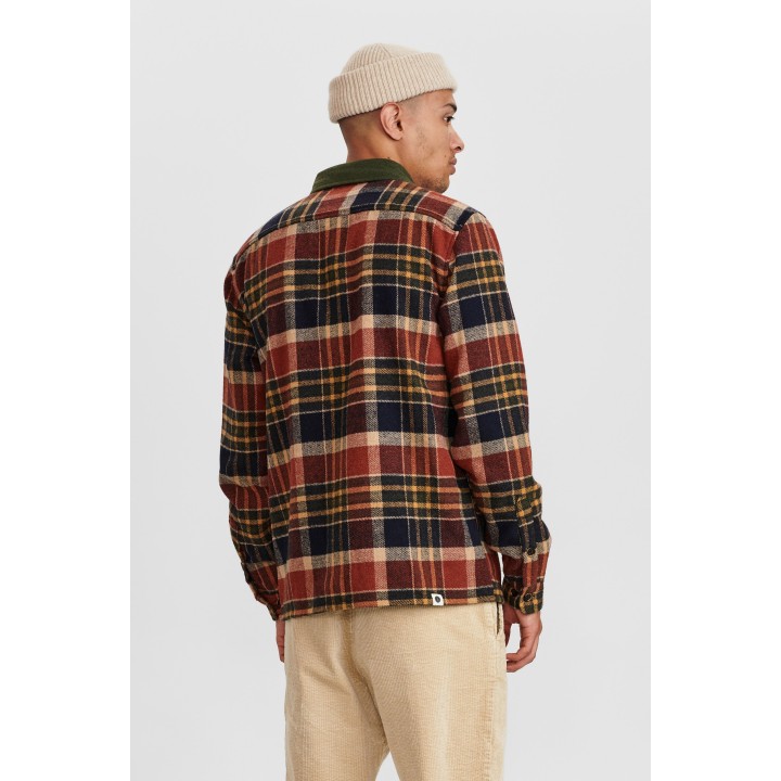 Anerkjendt Aklion Check Overshirt in Deep Forest - 900247