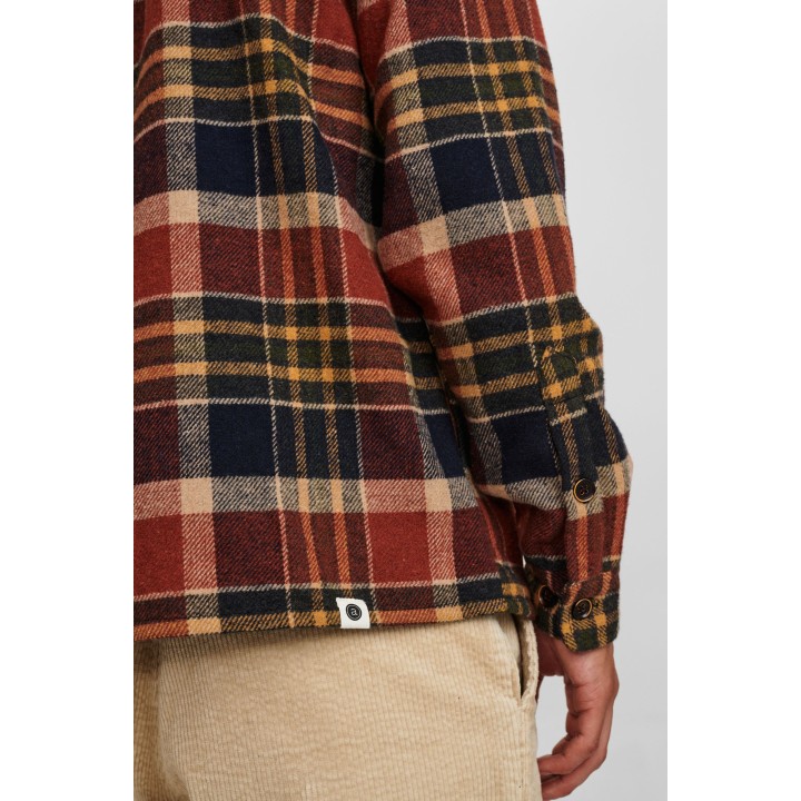 Anerkjendt Aklion Check Overshirt in Deep Forest - 900247