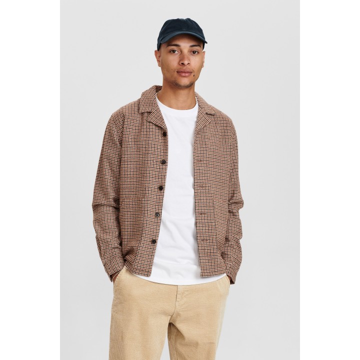 Anerkjendt Akcuba Houndstooth Overshirt in Beige - 900228