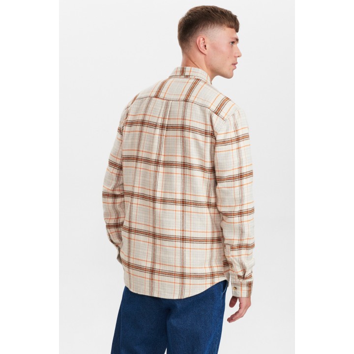 Anerkjendt Akkonrad Brushed Check Shirt in Beige - 900319