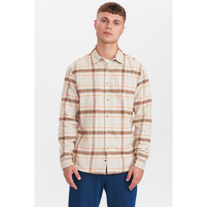 Anerkjendt Akkonrad Brushed Check Shirt in Beige - 900319