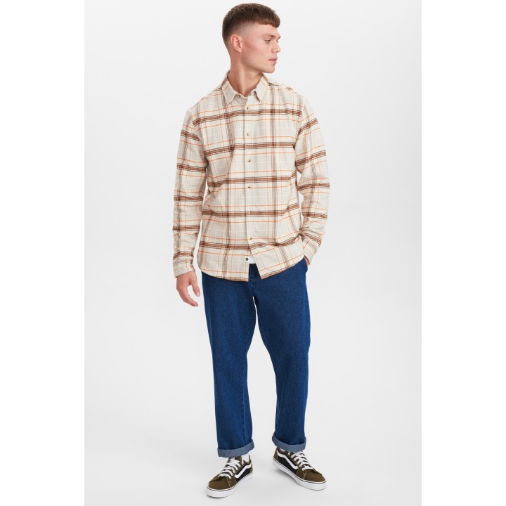 Anerkjendt Akkonrad Brushed Check Shirt in Beige - 900319
