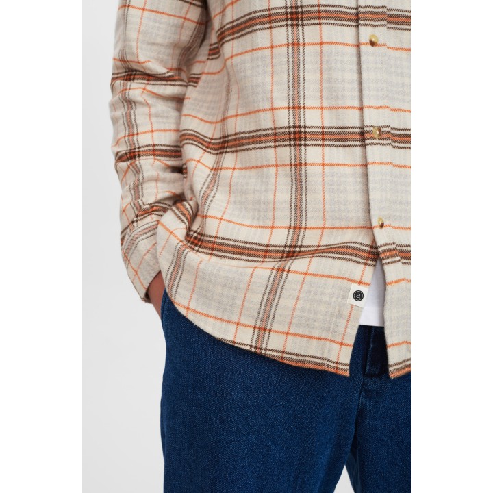 Anerkjendt Akkonrad Brushed Check Shirt in Beige - 900319