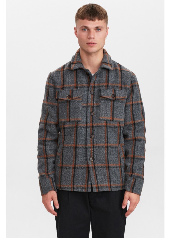 Anerkjendt Akbastian Check Jacket in Granit Grey Mel - 900252
