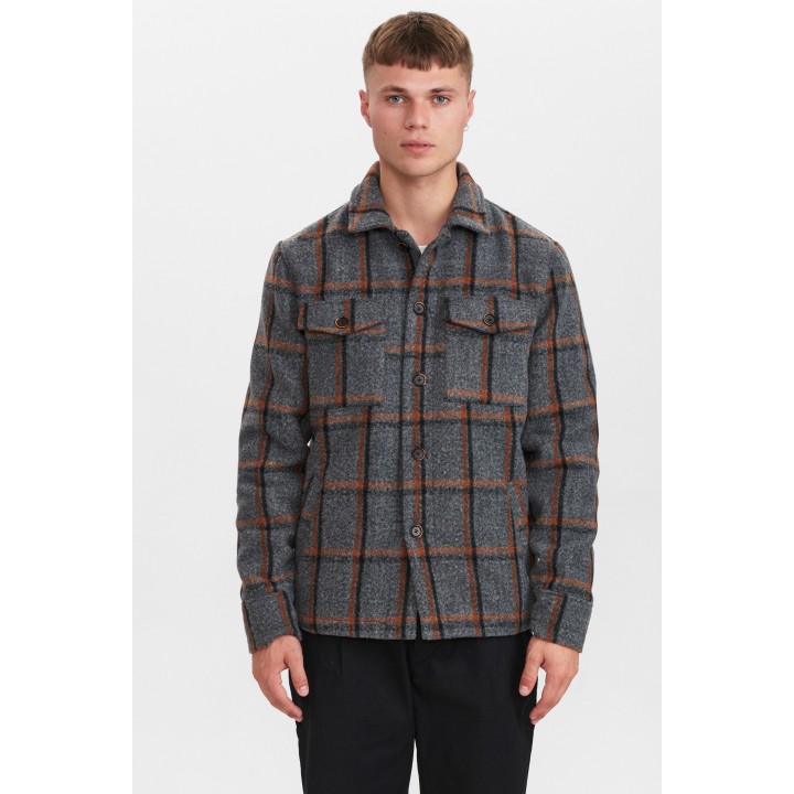Anerkjendt Akbastian Check Jacket in Granit Grey Mel - 900252