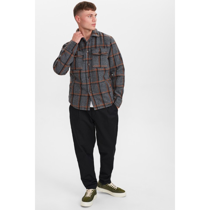 Anerkjendt Akbastian Check Jacket in Granit Grey Mel - 900252