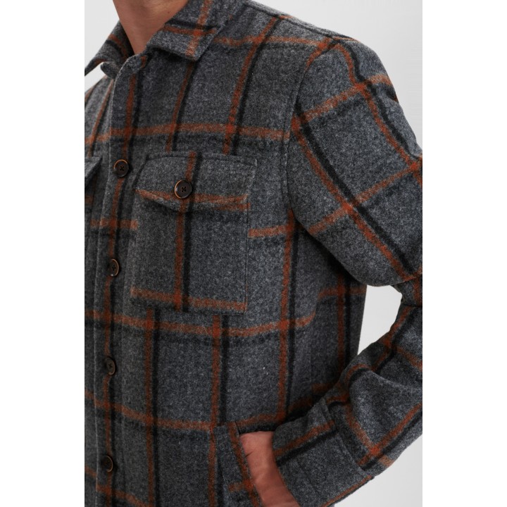 Anerkjendt Akbastian Check Jacket in Granit Grey Mel - 900252