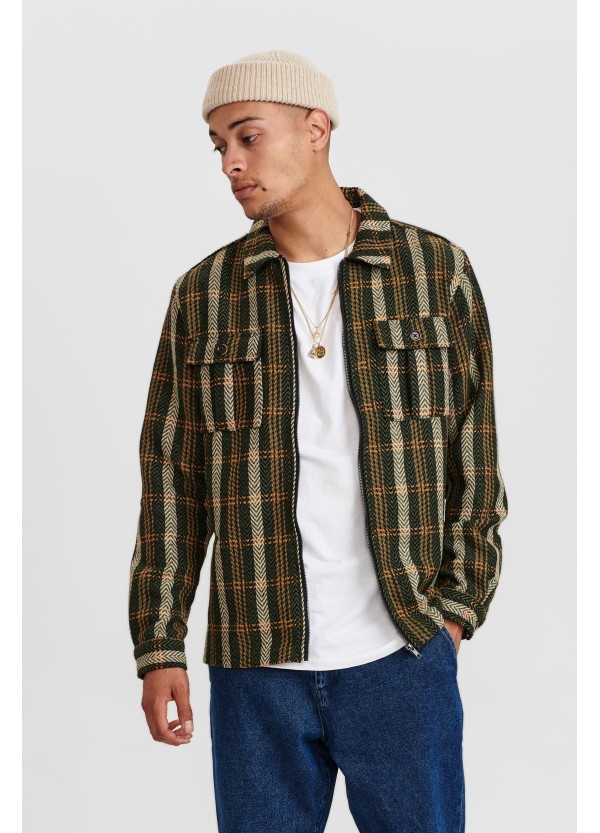 Anerkjendt Aksoldado Check Overshirt in Deep Forest - 900240