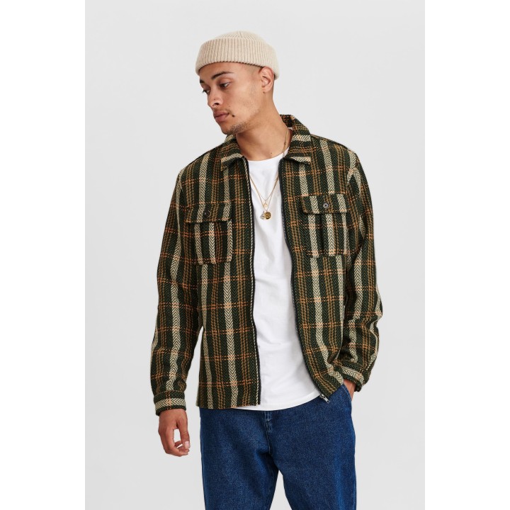 Anerkjendt Aksoldado Check Overshirt in Deep Forest - 900240