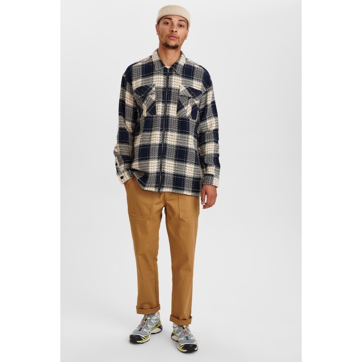 Anerkjendt Akkarsten Heavy Check Overshirt in Blue - 900409