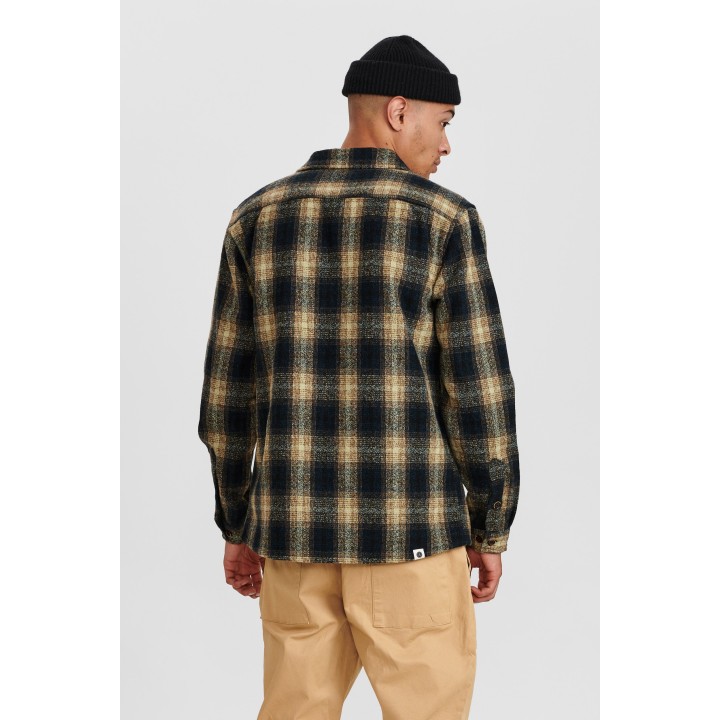 Anerkjendt Akhanky Wool Check Overshirt in Slate Black - 900246