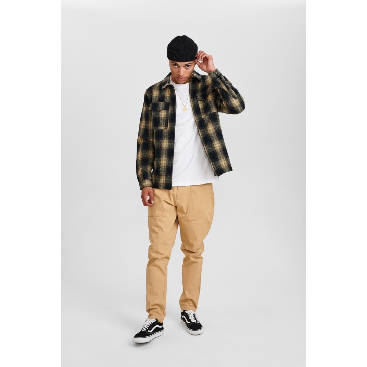 Anerkjendt Akhanky Wool Check Overshirt in Slate Black - 900246