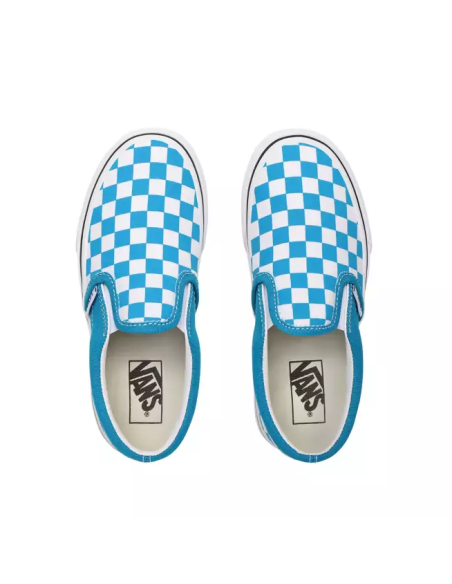 Vans Checkboard Classic Slip-On Women's Shoes Caribbean Sea/True White  ( VN0A4UH8W3V)