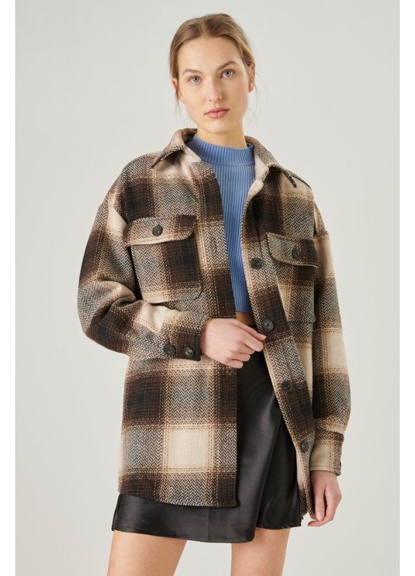 24 COLOURS Shirt Brown Checkered - 90354