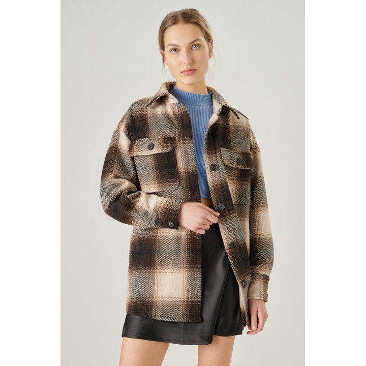 24 COLOURS Shirt Brown Checkered - 90354
