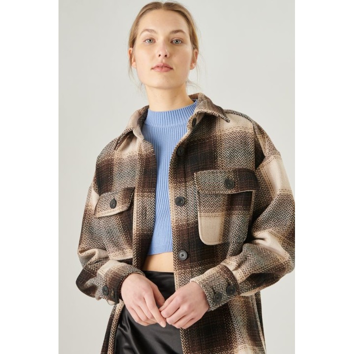 24 COLOURS Shirt Brown Checkered - 90354