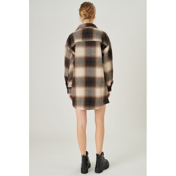 24 COLOURS Shirt Brown Checkered - 90354