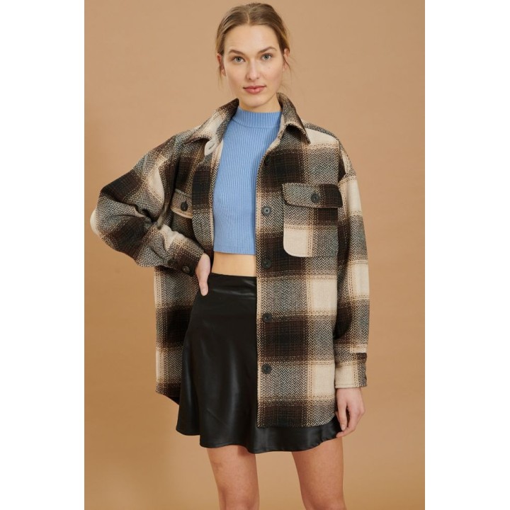24 COLOURS Shirt Brown Checkered - 90354