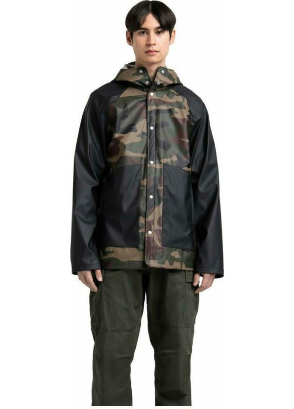 HERSCHEL MEN'S RAINWEAR CLASSIC /  WOODLAND CAMO/BLACK -50001-000312