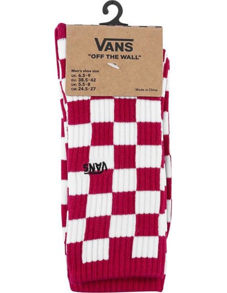 Vans Checkerboard Crew II Socks (38.5-42) White/Red - VN0A3H3NRLM