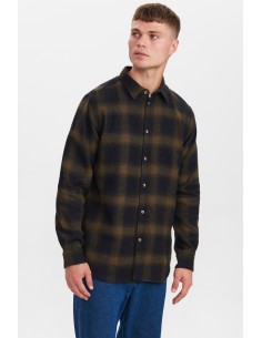 Anerkjendt Akkonard Brushed Ckeck Shirt in Caviar - 900319