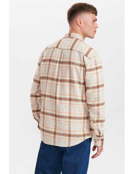 Anerkjendt Akkonrad Brushed Check Shirt in Chili - 900319