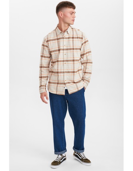 Anerkjendt Akkonrad Brushed Check Shirt in Chili - 900319