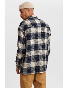 Anerkjendt Akkarsten Heavy Check Overshirt in Sky Captain - 900409 2