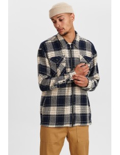 Anerkjendt Akkarsten Heavy Check Overshirt in Sky Captain - 900409