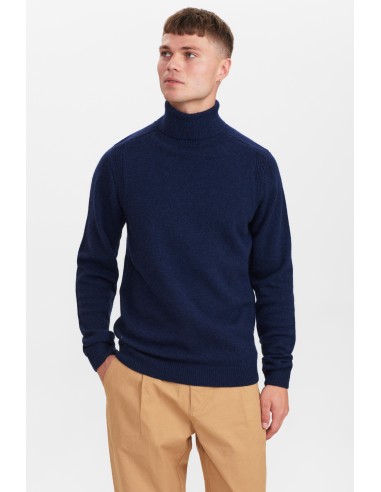 Anerkjendt Aksimon Lambswool Roll Neck Knit in Sky Captain - 900355