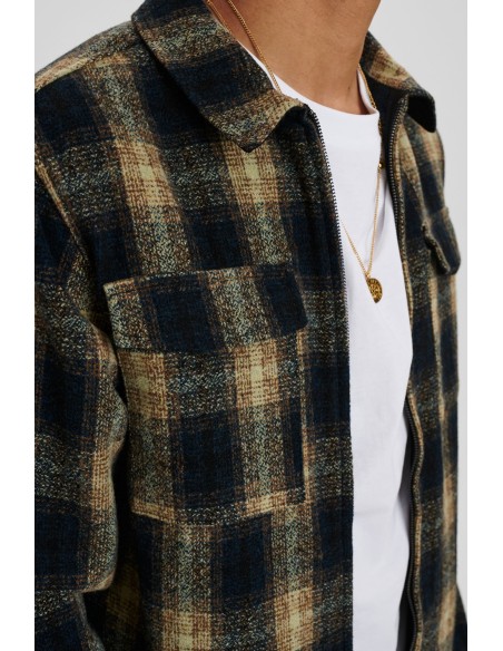 Anerkjendt Akhanky Wool Check Overshirt in Slate Black - 900246