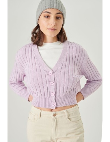 Γυναικεία Ζακέτα Πλεκτή 24 COLOURS Μοβ - 40832a