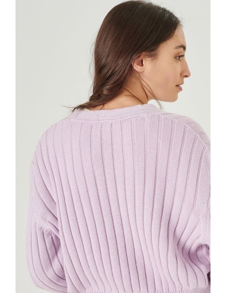 Γυναικεία Ζακέτα Πλεκτή 24 COLOURS Μοβ - 40832a