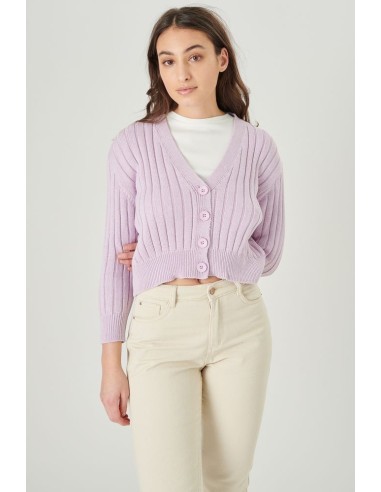 Γυναικεία Ζακέτα Πλεκτή 24 COLOURS Μοβ - 40832a