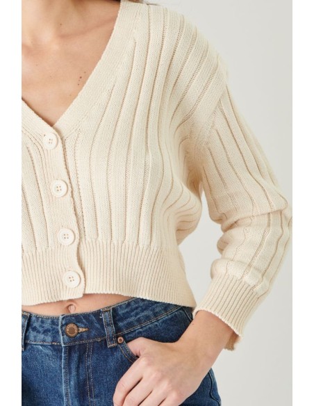 Γυναικεία Ζακέτα Πλεκτή 24 COLOURS Μπεζ - 40832a