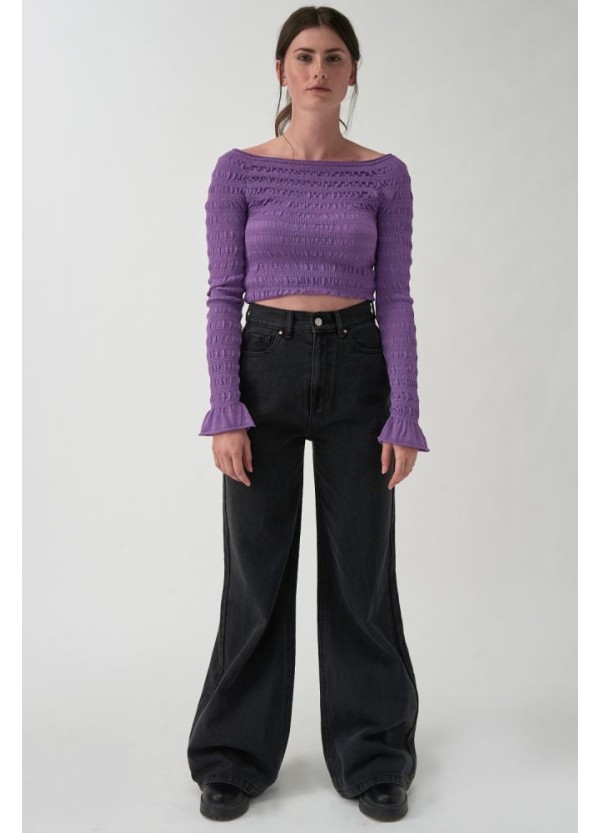 24 COLOURS Pants Flare Black Denim - 80285b