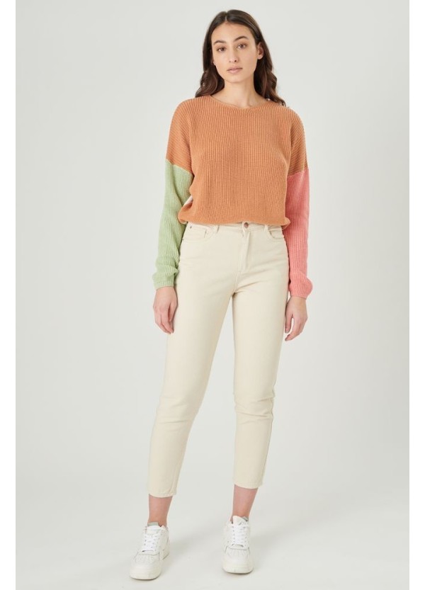 24 COLOURS Pants Mom Jean in Beige - 80286
