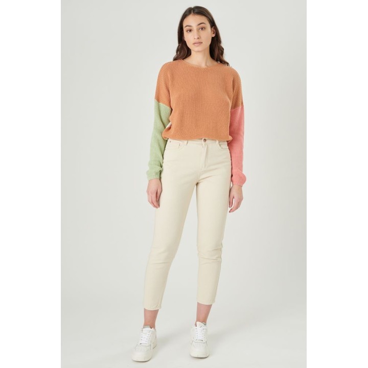 24 COLOURS Pants Mom Jean in Beige - 80286