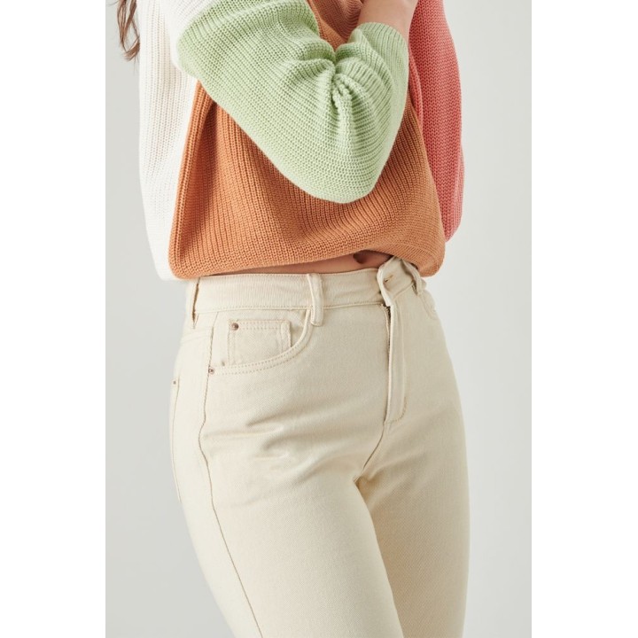 24 COLOURS Pants Mom Jean in Beige - 80286