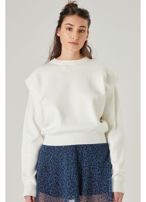 24 COLOURS  Jumper with Sleeve Detail in White - 40844a