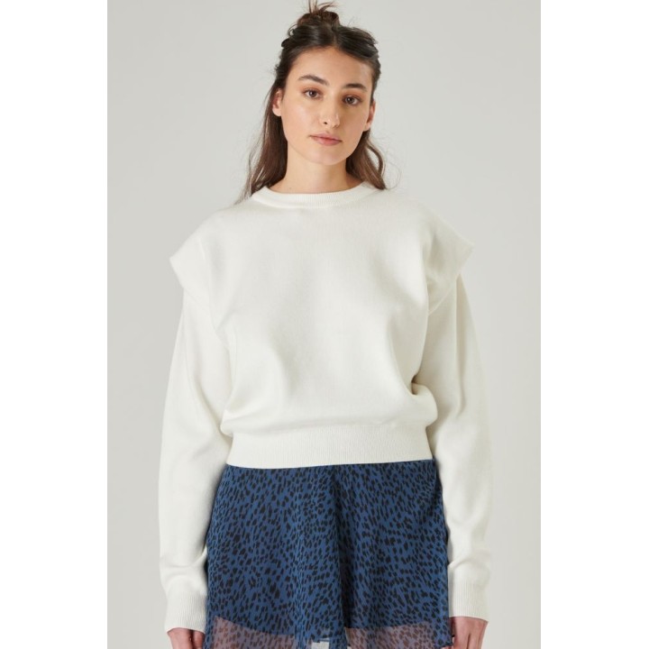 24 COLOURS  Jumper with Sleeve Detail in White - 40844a