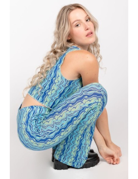 24 COLOURS Illusion Crop Top Turquoise - 11746c