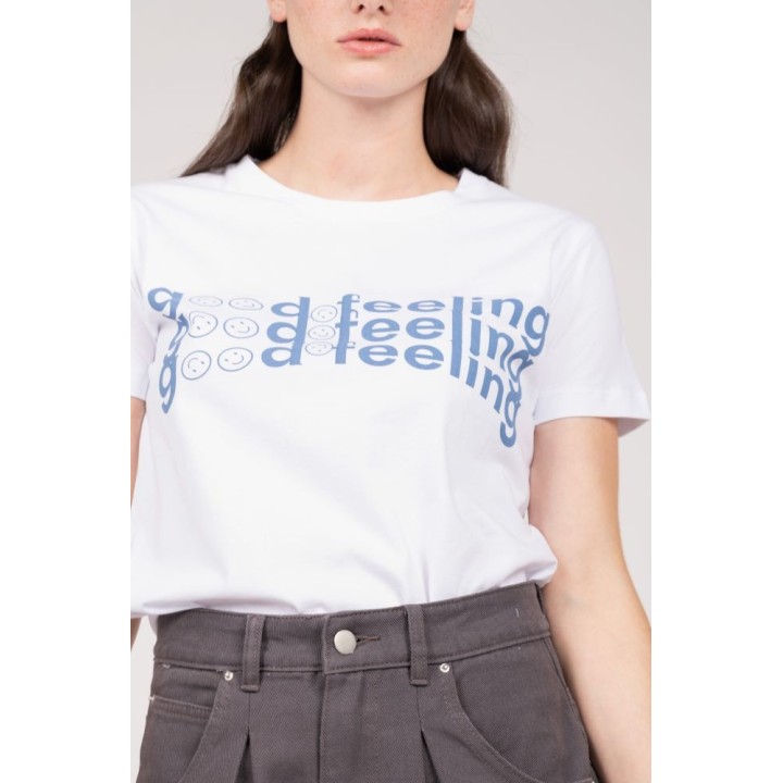 24 COLOURS Graphic White T-shirt - 11718b