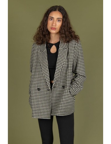 24 Colours Checked Blazer in Black/White - 90388