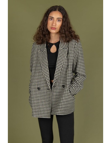 24 Colours Checked Blazer in Black/White - 90388