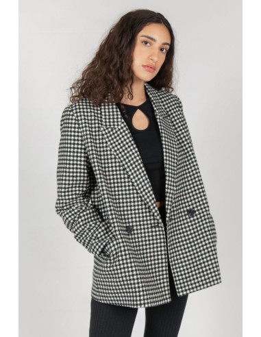 24 Colours Checked Blazer in Black/White - 90388