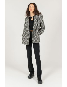 24 Colours Check Blazer in Black/White - 90388